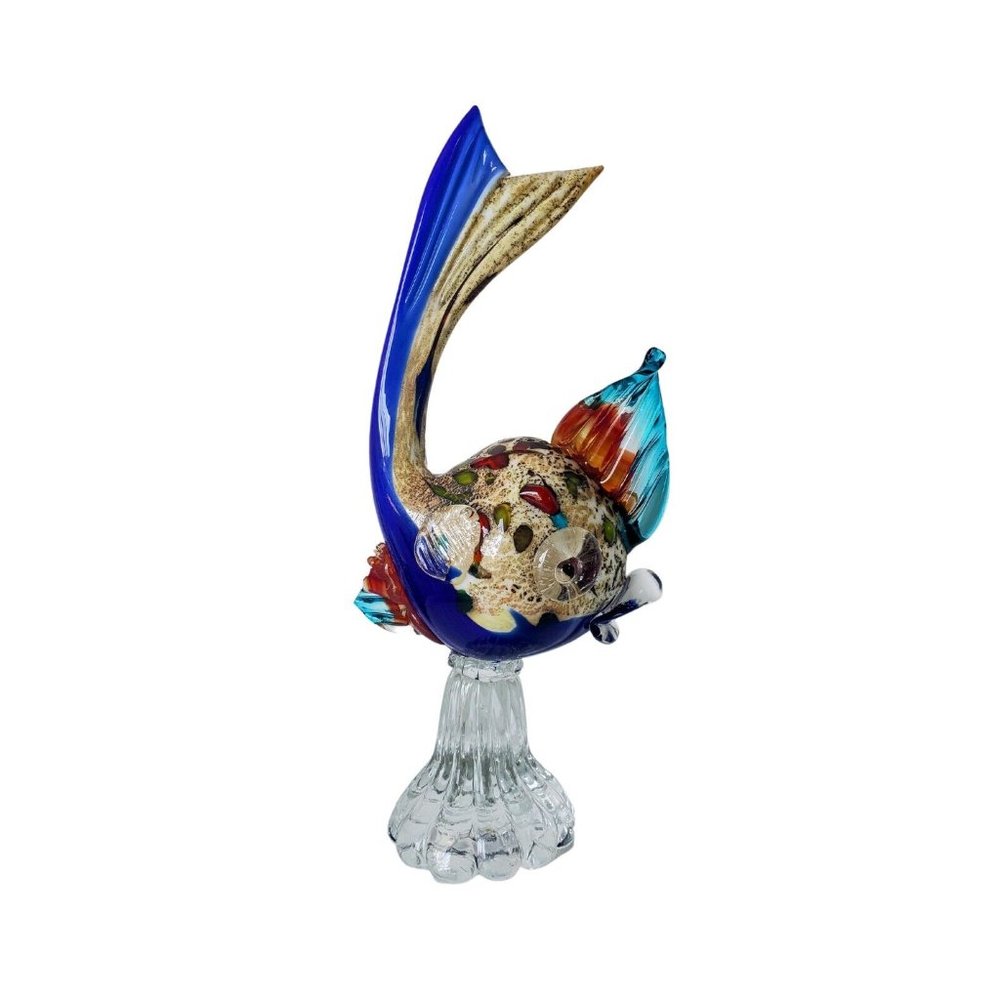 Rare Murano Avem Art Glass Fish Statue Figurine Fused Glass Hand Blown Koi
